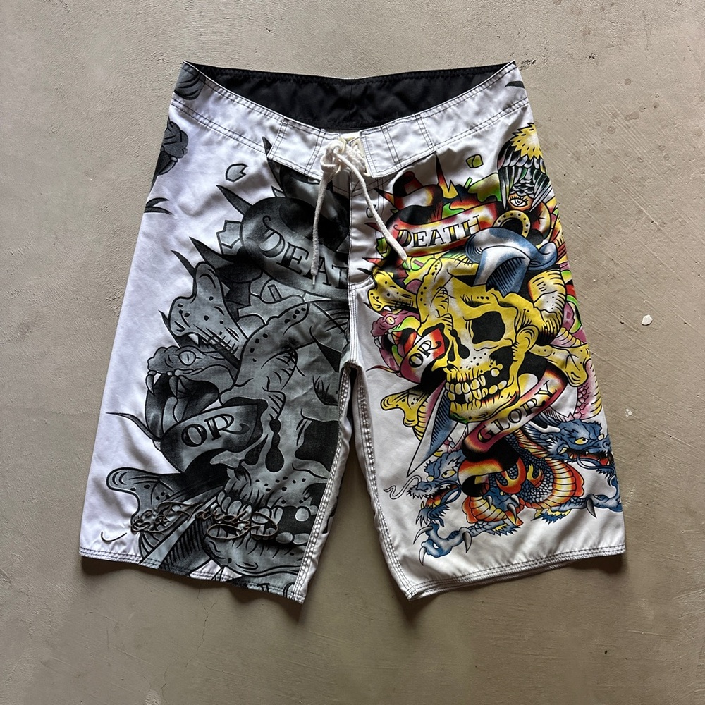 vintage y2k/2000s ed hardy swim shorts